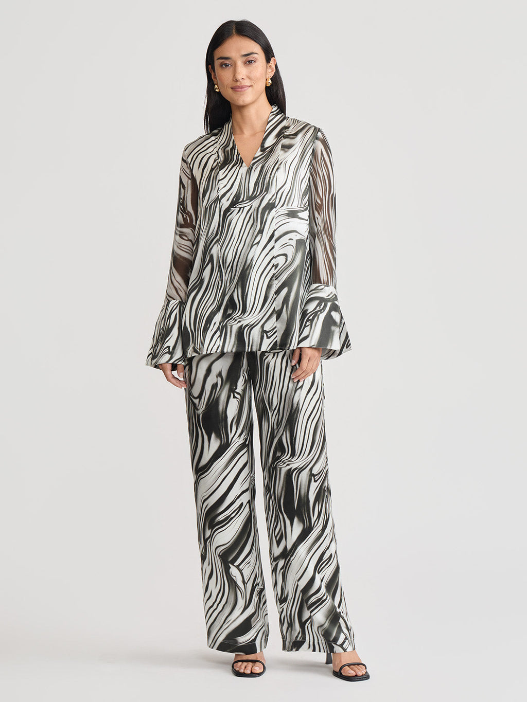 Marble Print Silk Tunic