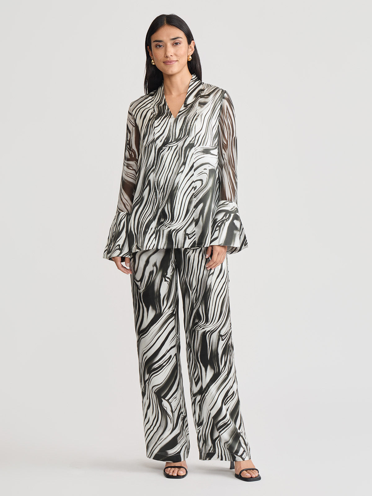 Marble Print Silk Tunic