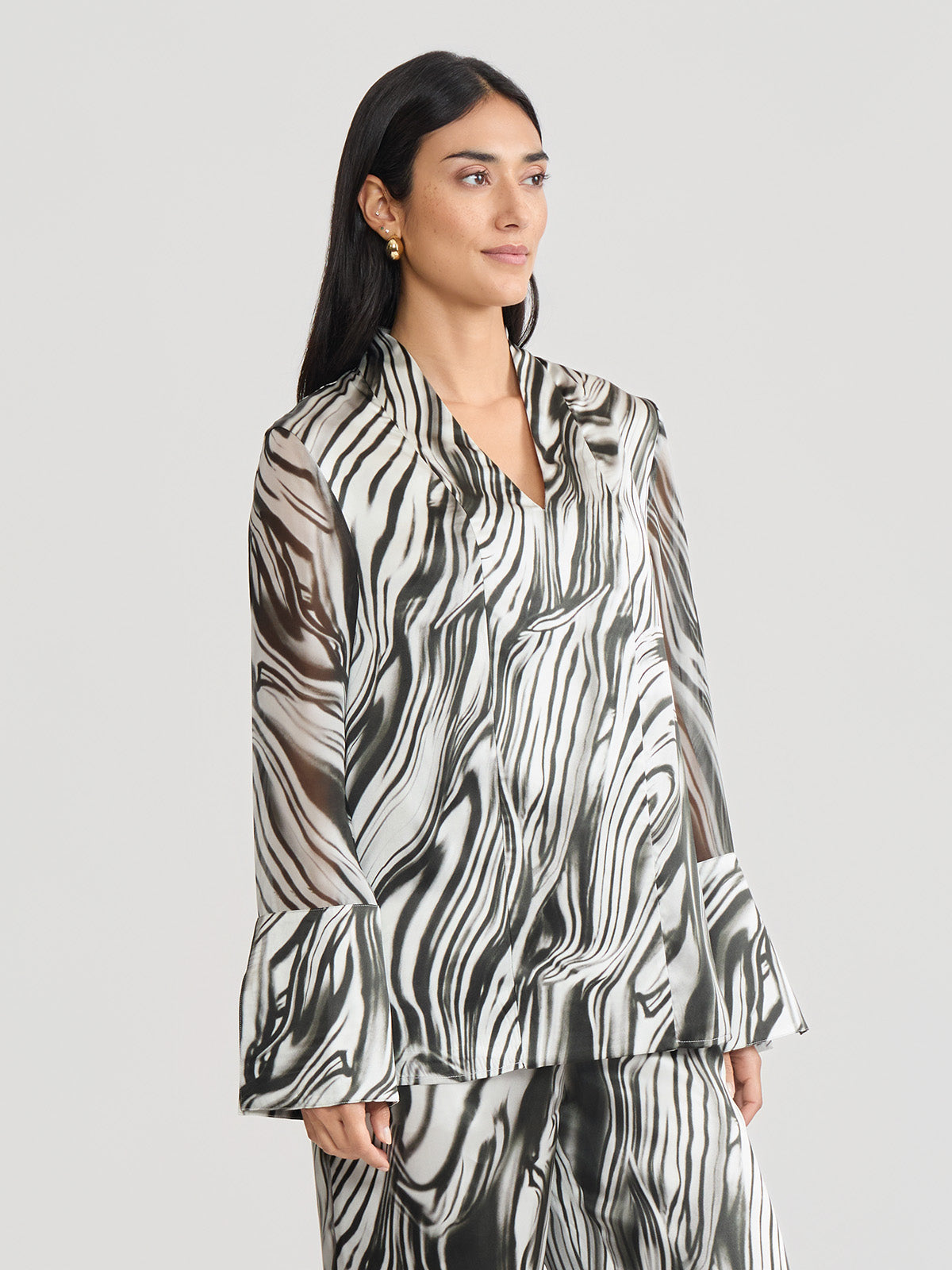 Marble Print Silk Tunic
