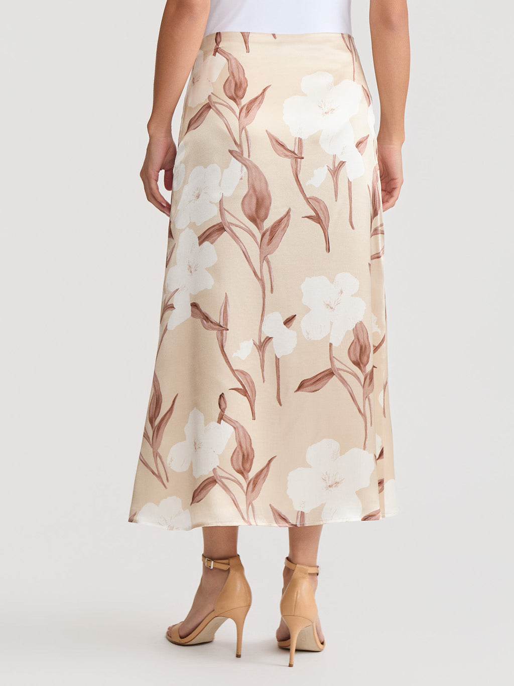 Flared Floral Print Silk Maxi Skirt