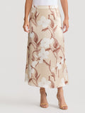 Flared Floral Print Silk Maxi Skirt
