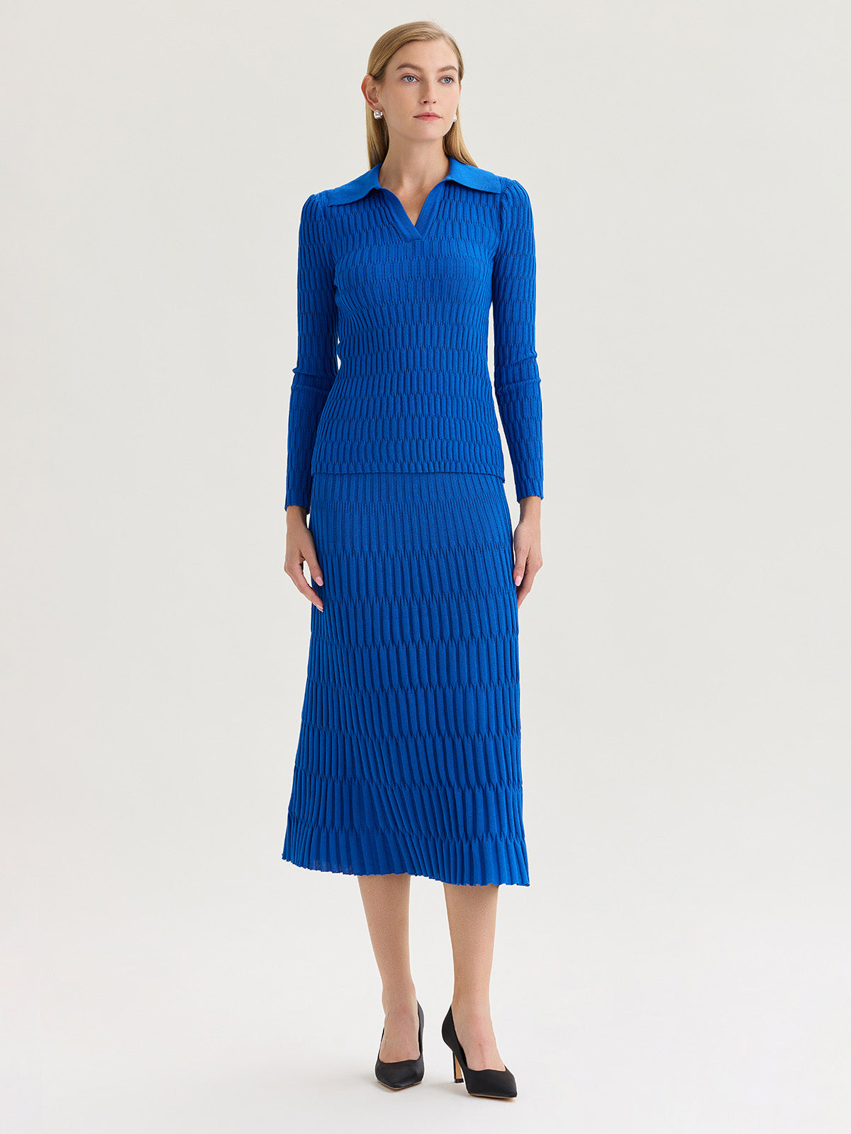 Raised Geometric Soft Knit Maxi Skirt