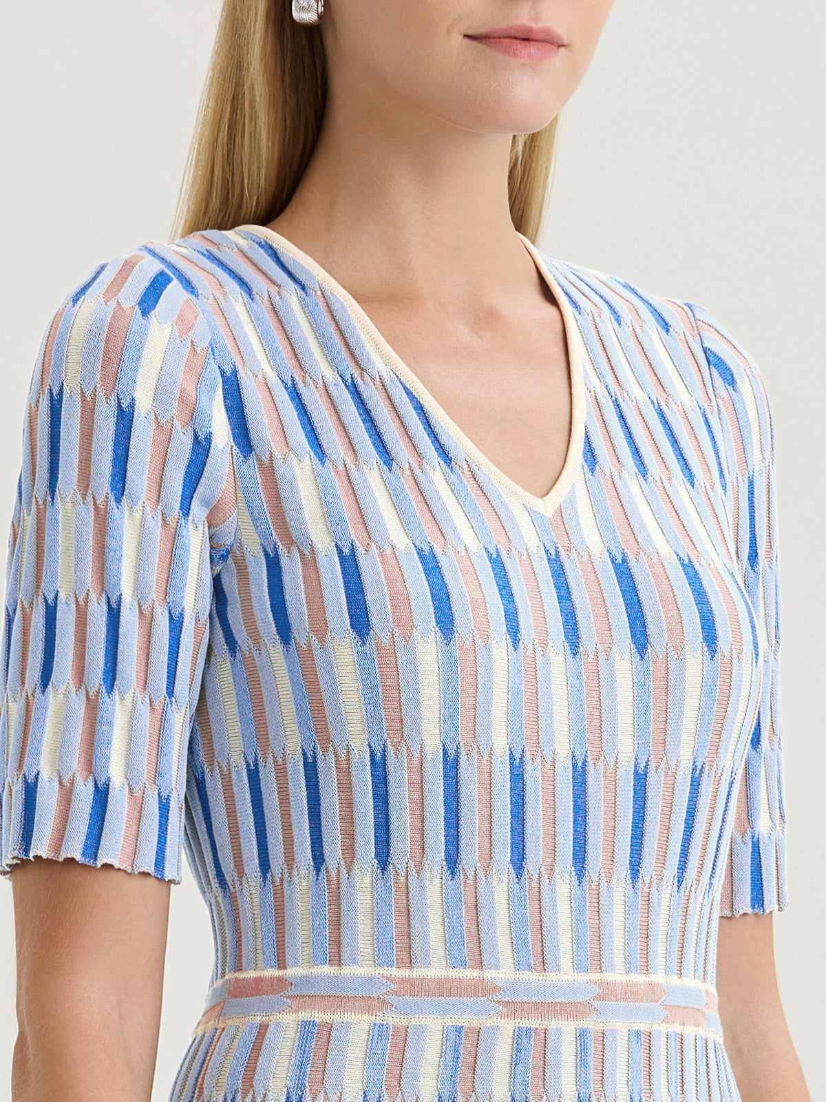 Fit & Flare Geometric Soft Knit Midi Dress