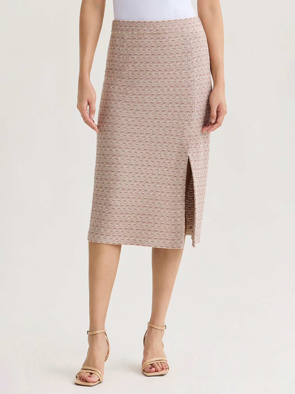 Tonal Tweed Straight Knit Skirt