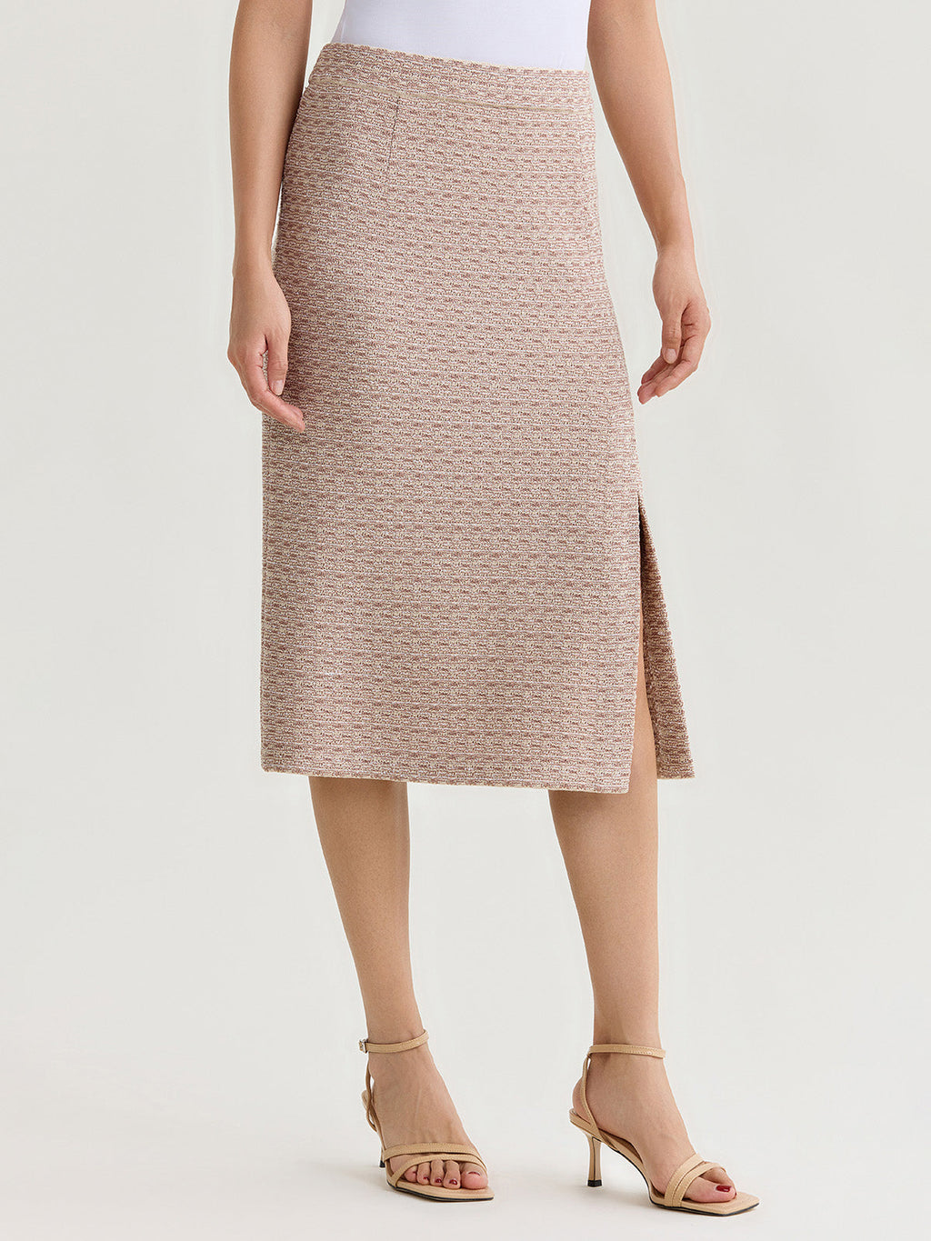 Tonal Tweed Straight Knit Skirt