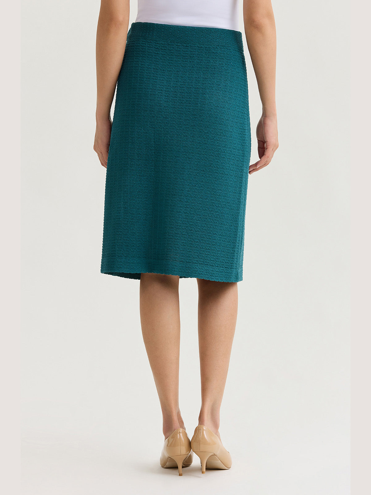 Tonal Grid Straight Knit Skirt