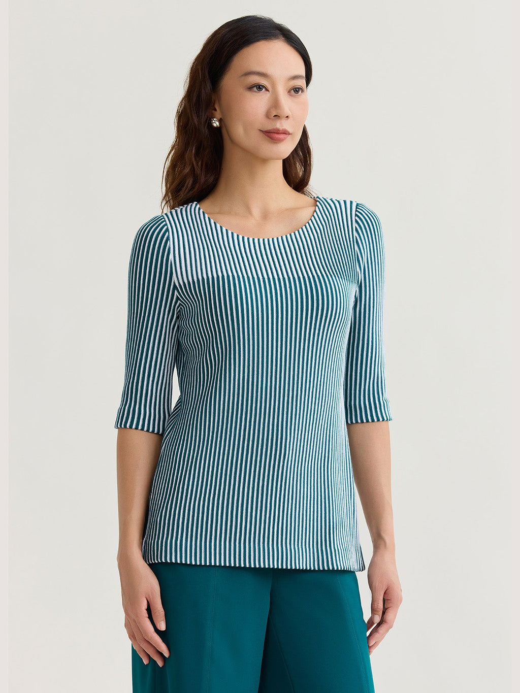 Linear Stripe Soft Knit Tunic