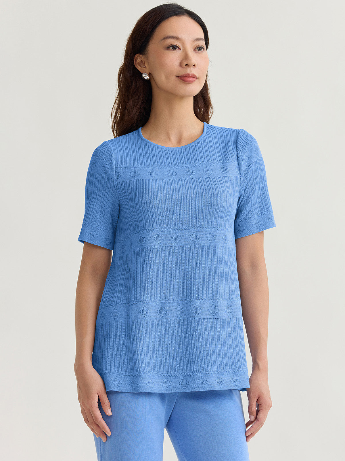 Diamond Ribbed Texture Soft Knit Tunic