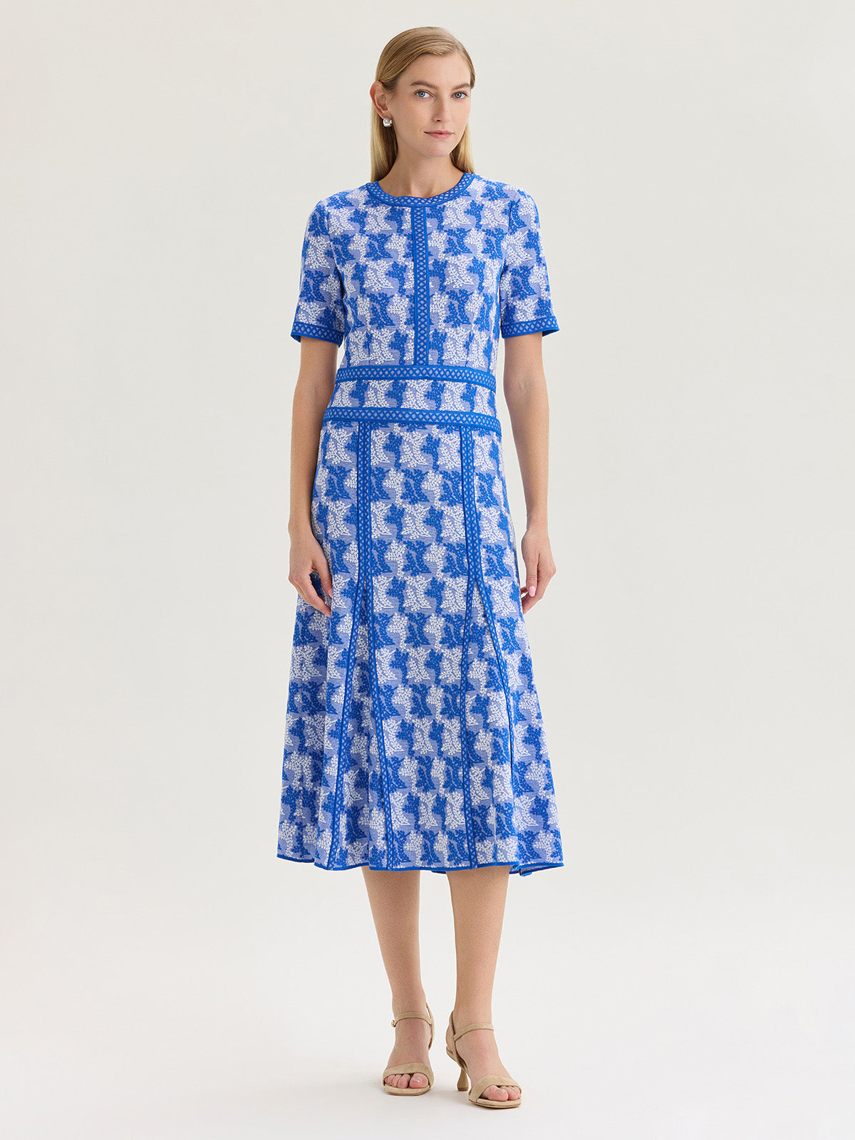 Fit & Flare Intarsia Knit Maxi Dress
