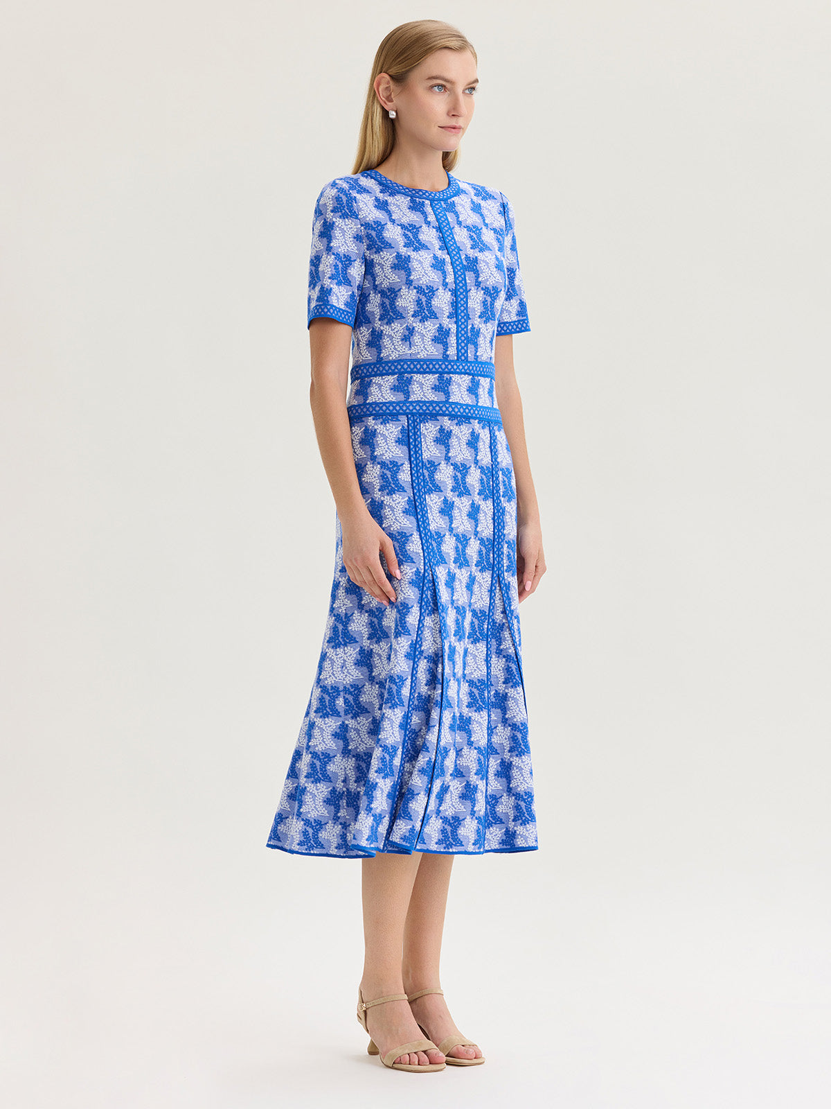 Fit & Flare Intarsia Knit Maxi Dress