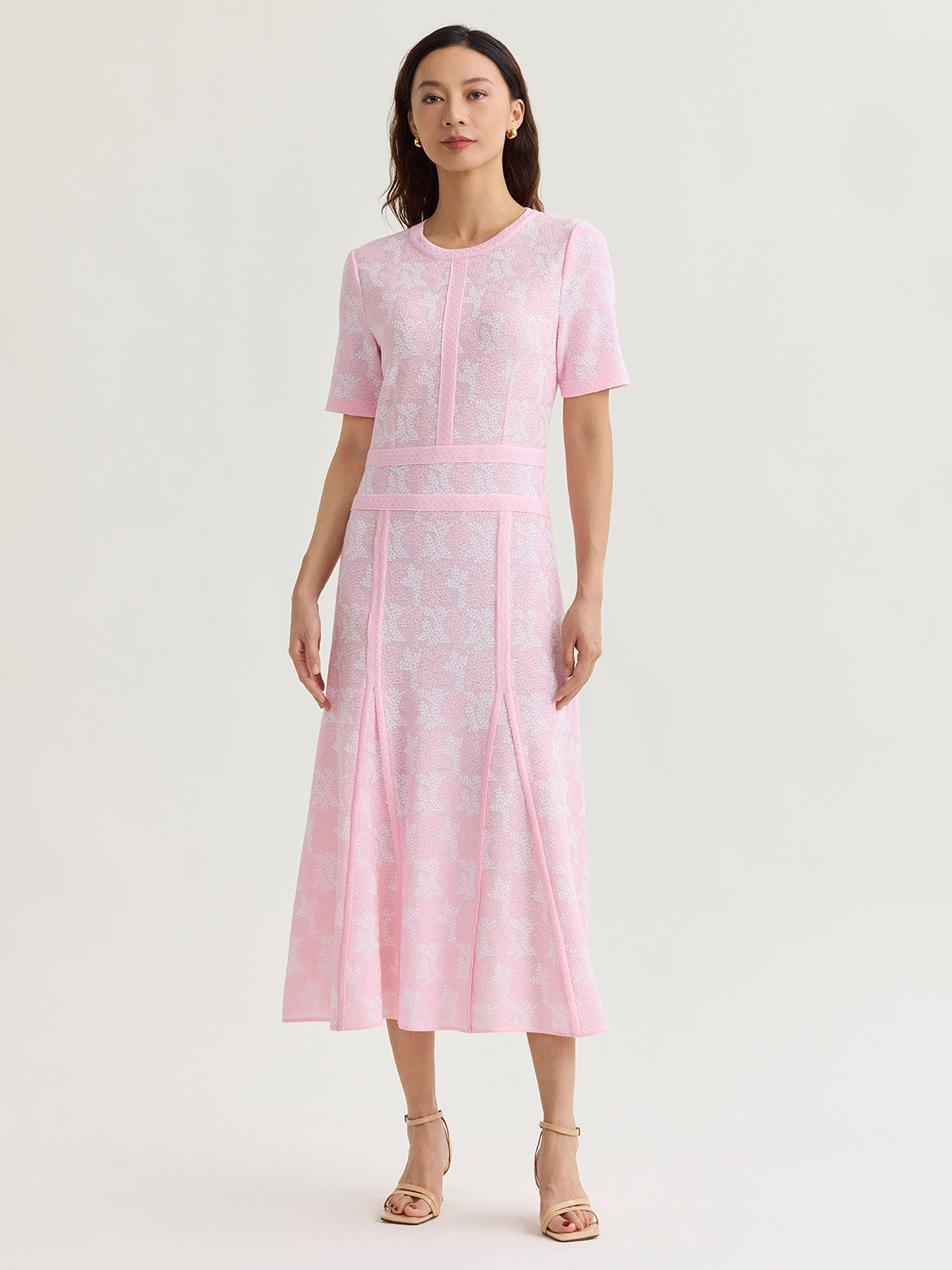 Fit & Flare Intarsia Knit Maxi Dress