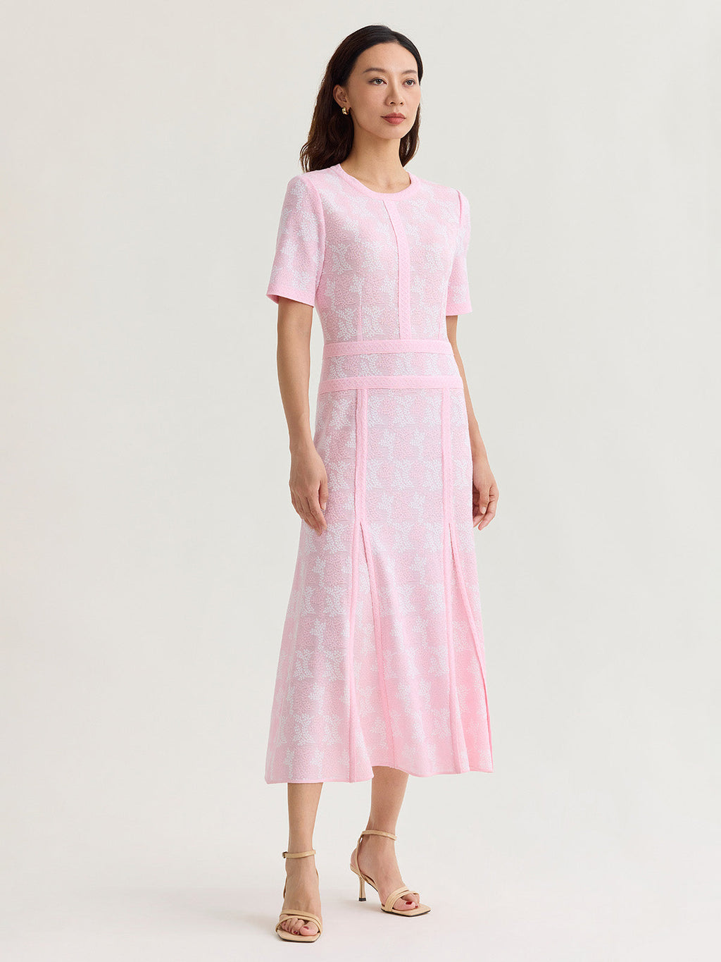 Fit & Flare Intarsia Knit Maxi Dress
