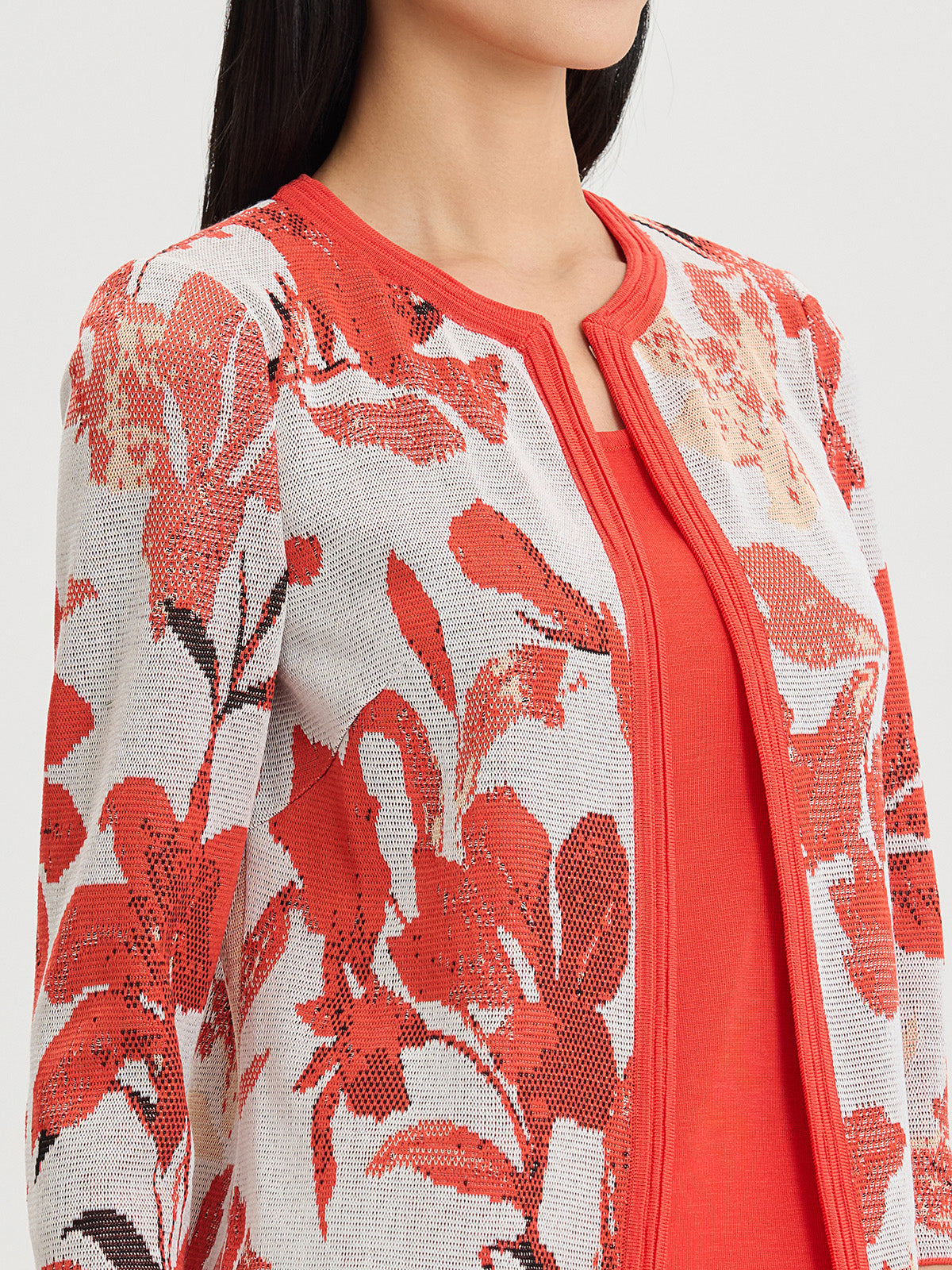 Heritage Floral Jacquard Flat Knit Jacket