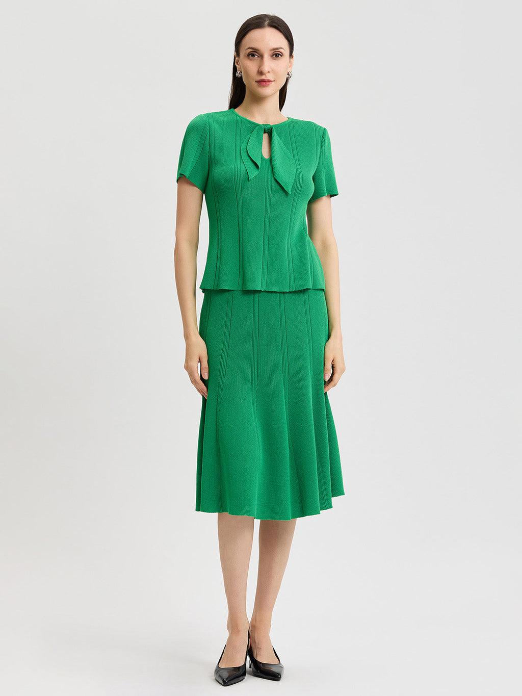 Flared Tonal Soft Knit Skirt