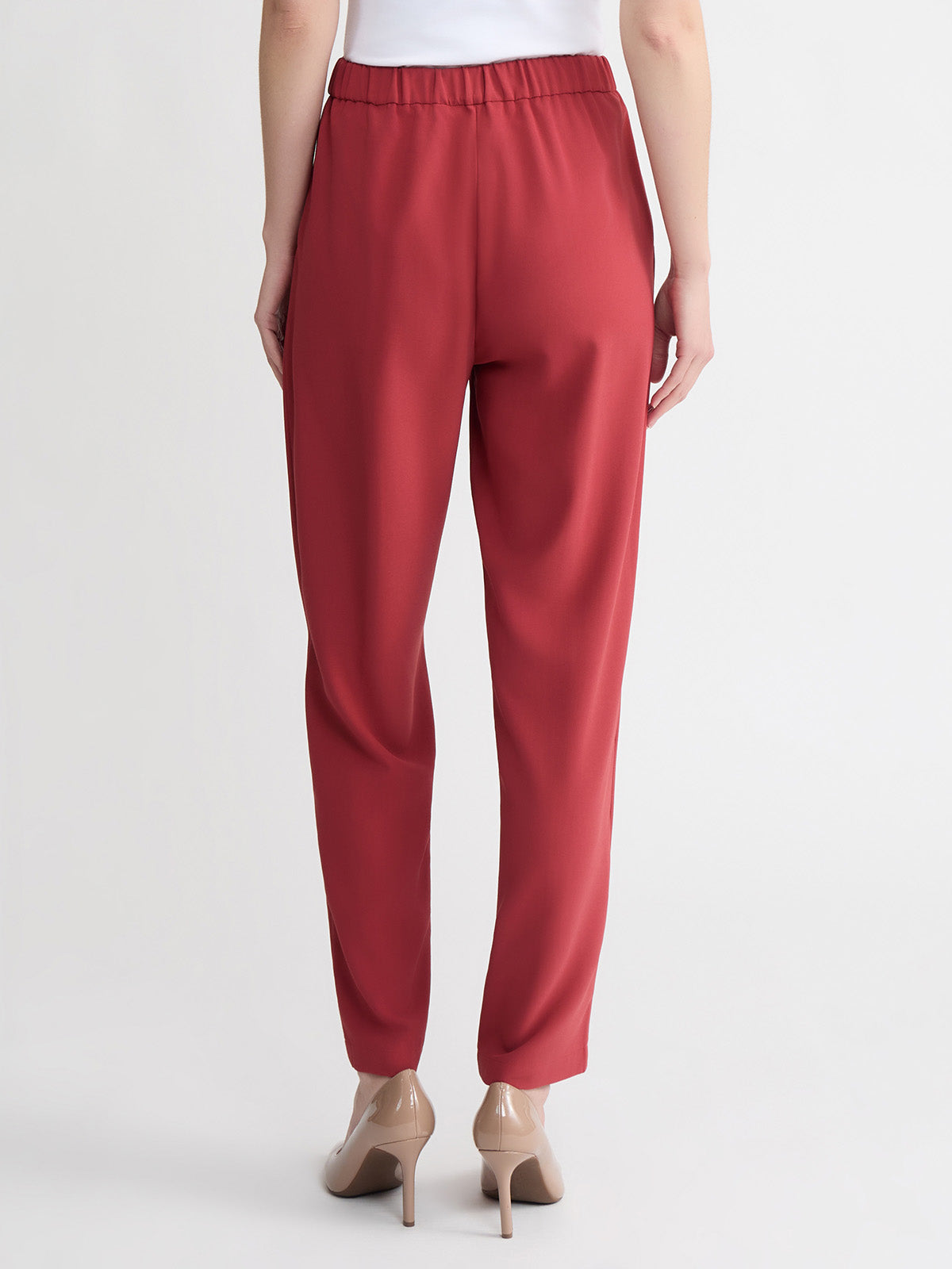 Nora Straight Leg Crepe de Chine Pant, Russet