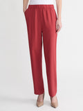 Nora Straight Leg Crepe de Chine Pant, Russet