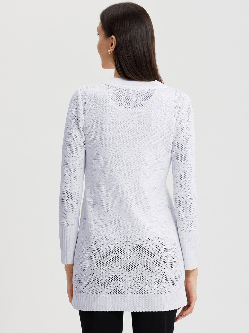 Heritage Pointelle Braided Trim Knit Cardigan