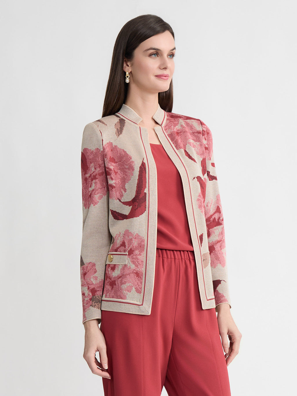 Heritage Floral Jacquard Flat Knit Jacket