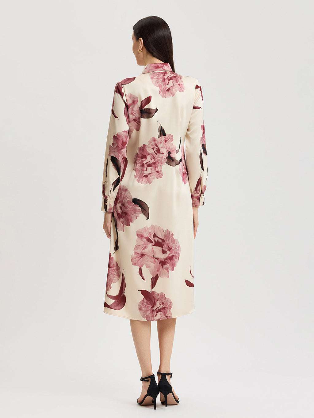 Floral Crepe de Chine Midi Shirtdress