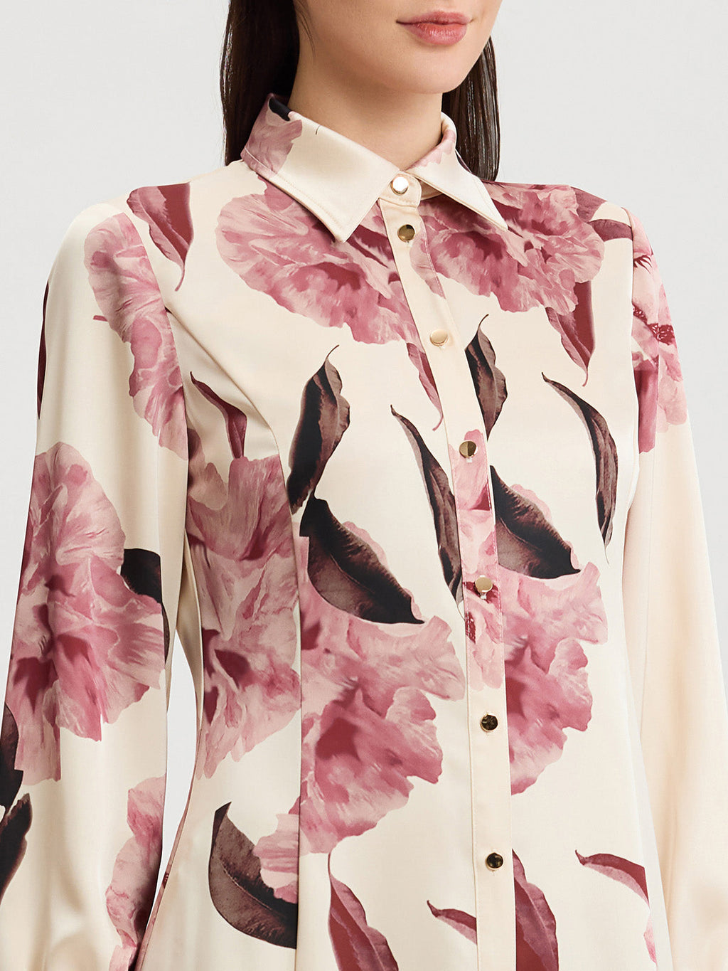 Floral Crepe de Chine Midi Shirtdress
