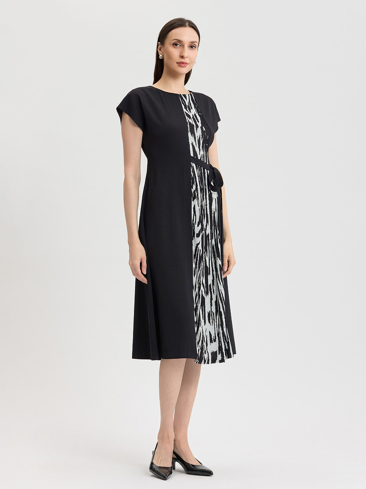 Fit & Flare Abstract Animal Print Midi Dress