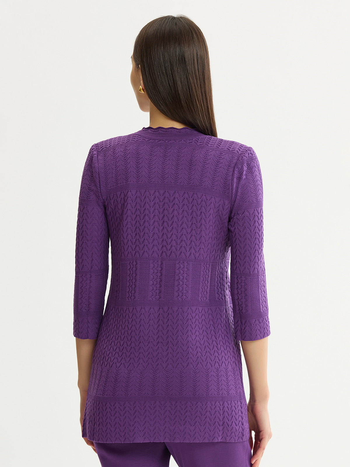 Heritage Scallop Trim Tonal Knit Jacket