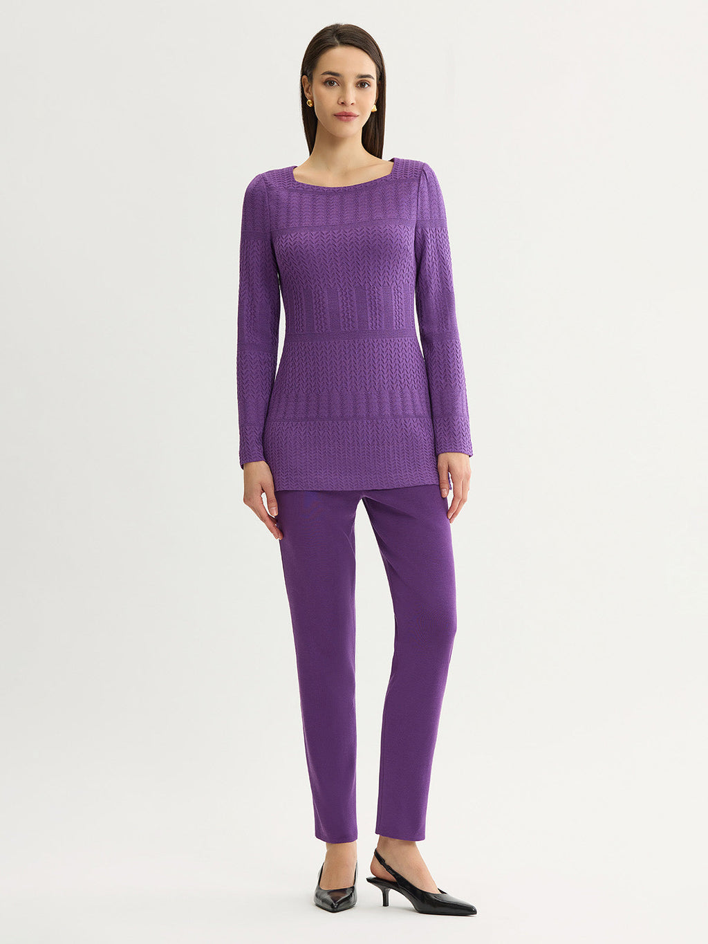 Tonal Multi-Stitch Soft Knit Tunic
