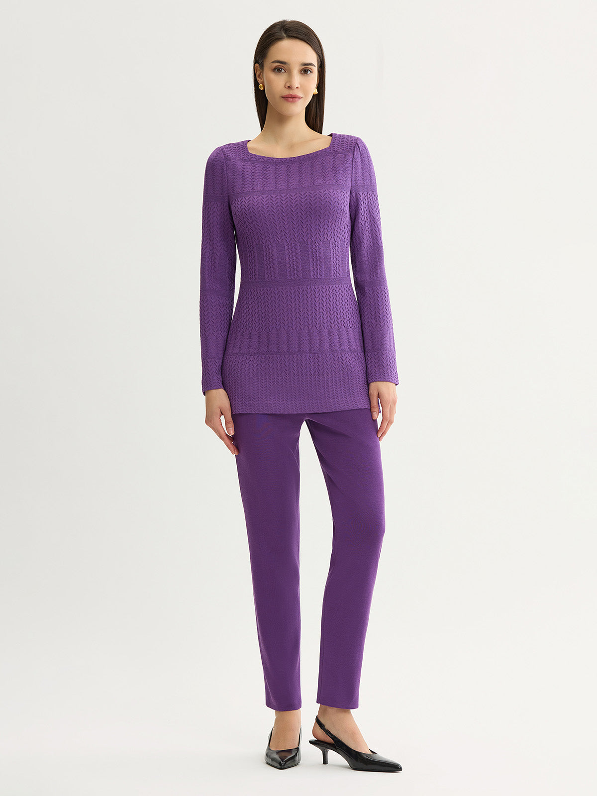 Tonal Multi-Stitch Soft Knit Tunic