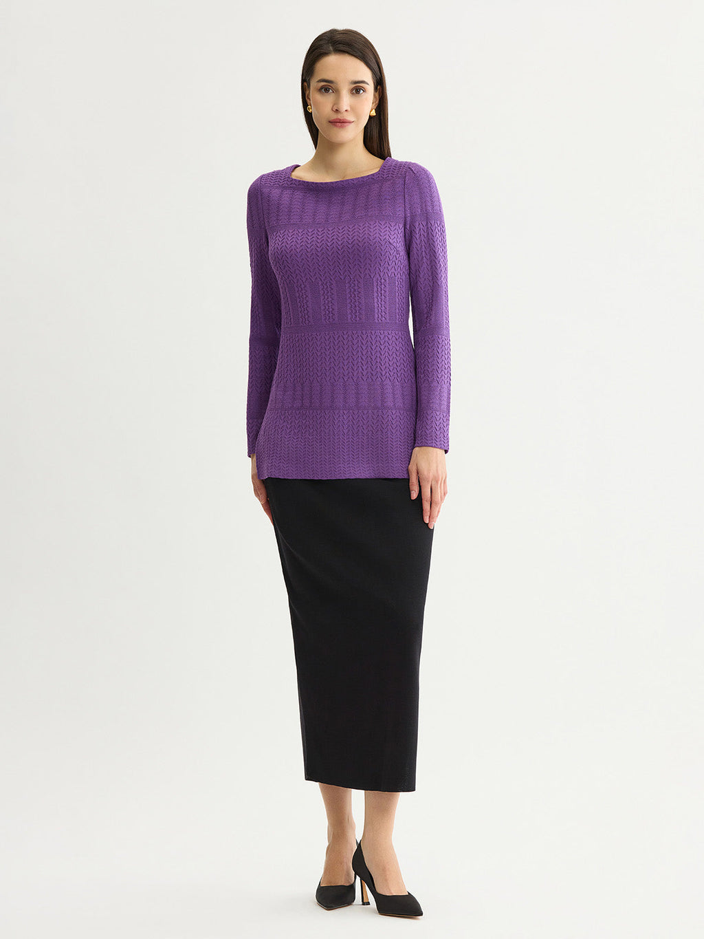 Tonal Multi-Stitch Soft Knit Tunic