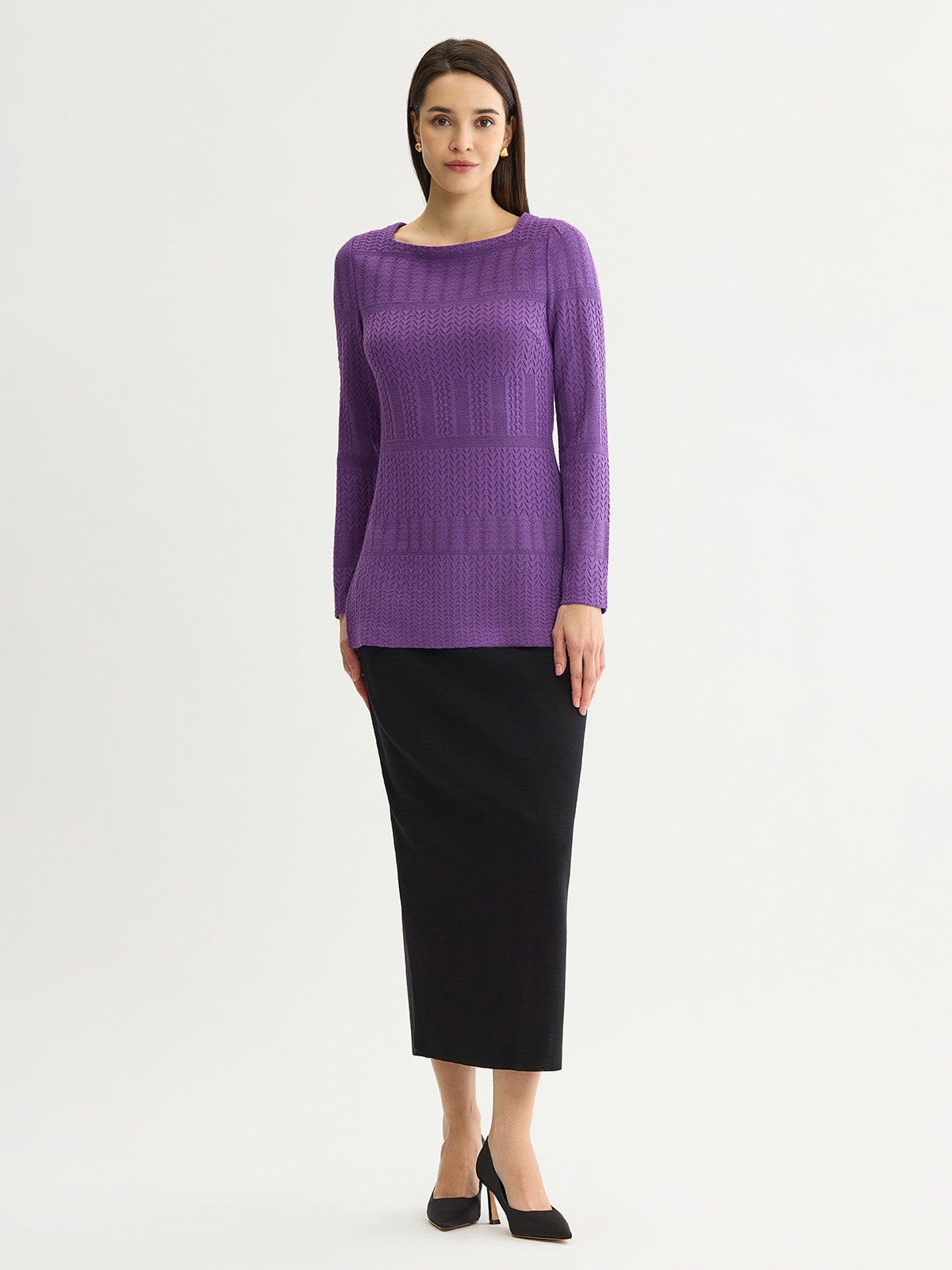 Tonal Multi-Stitch Soft Knit Tunic