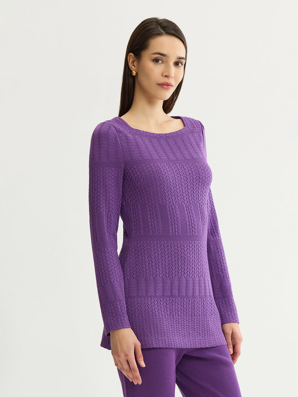 Tonal Multi-Stitch Soft Knit Tunic