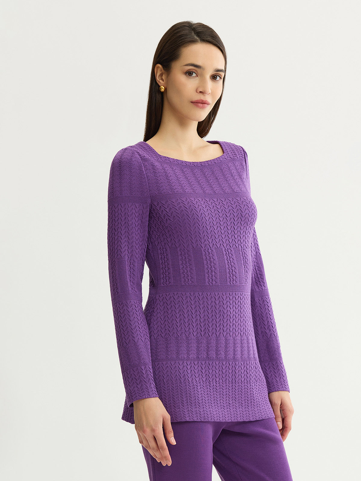 Tonal Multi-Stitch Soft Knit Tunic