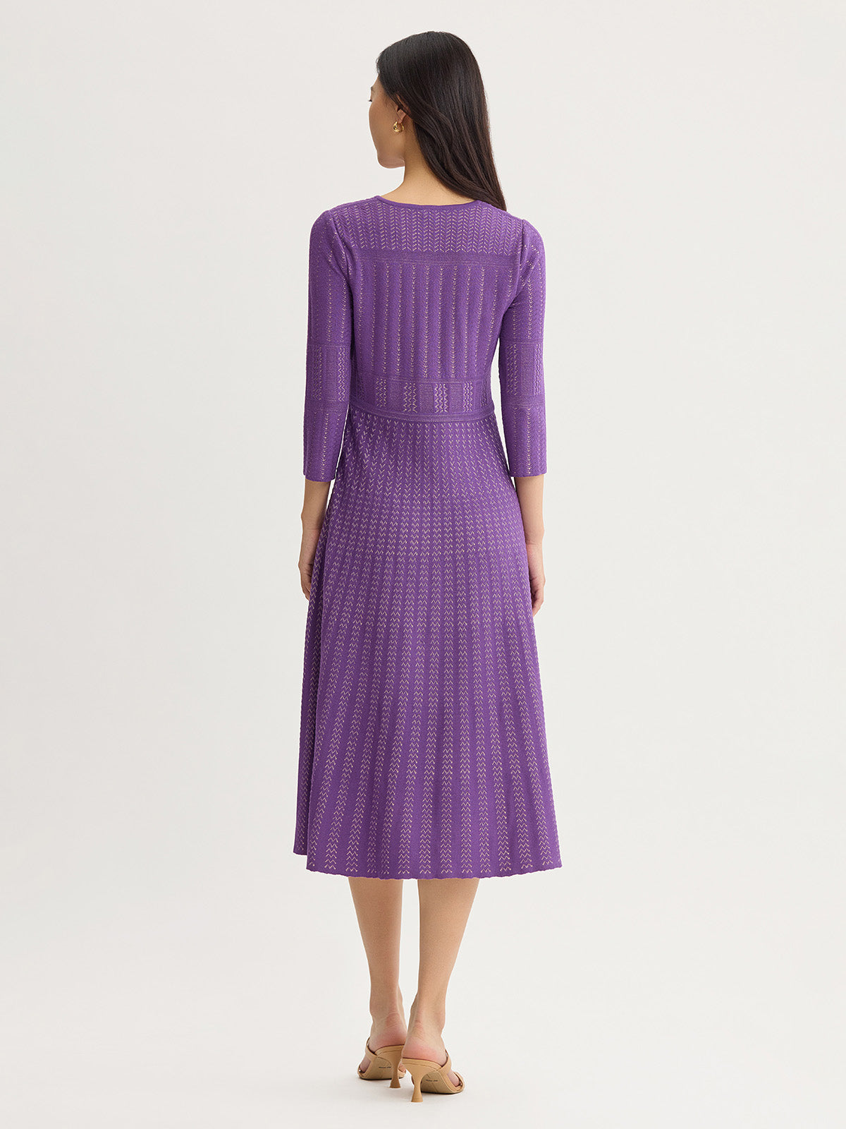 Fit & Flare Multi-Stitch Soft Knit Maxi Dress