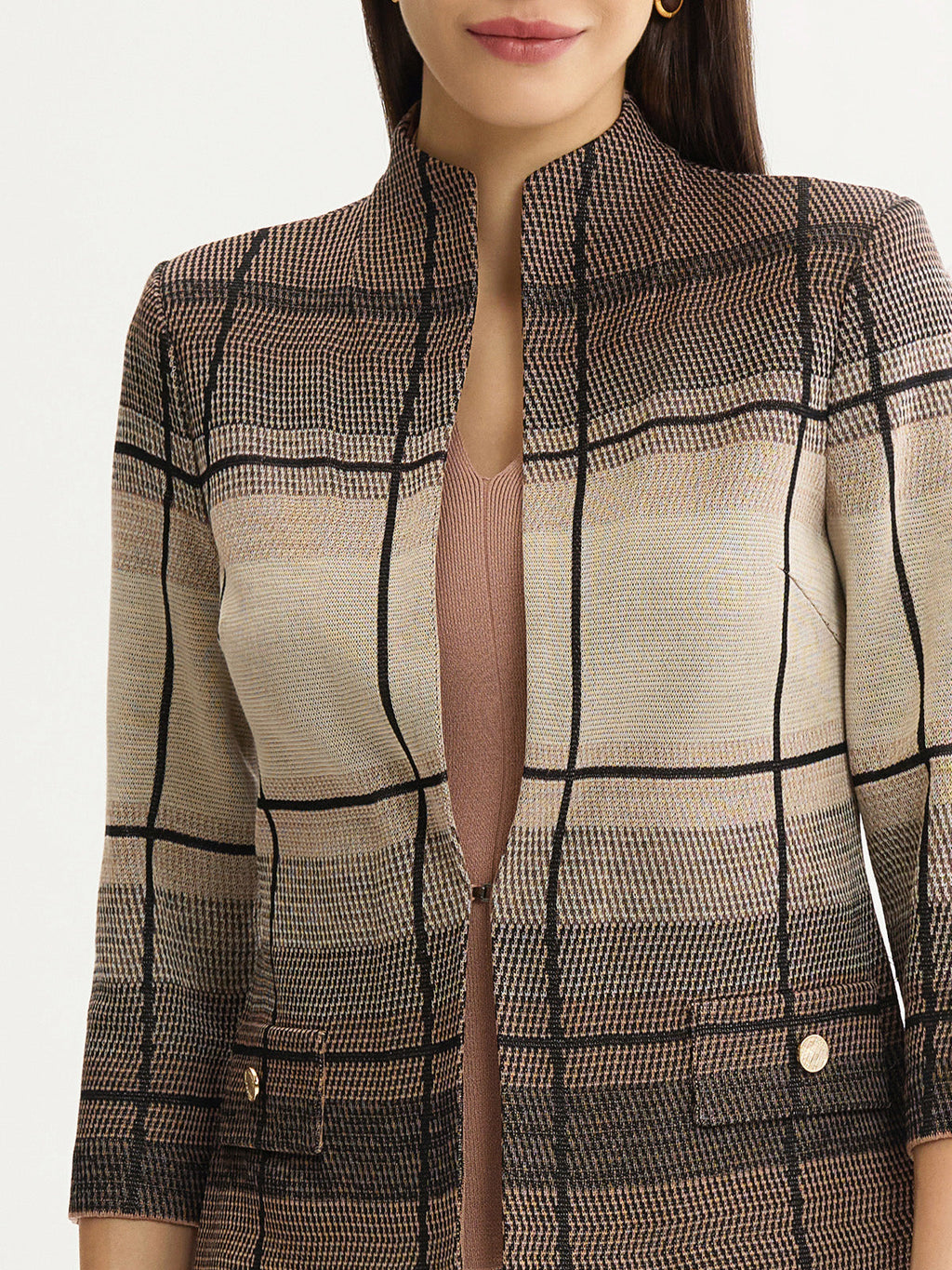 Heritage Ombre Grid Flat Knit Jacket