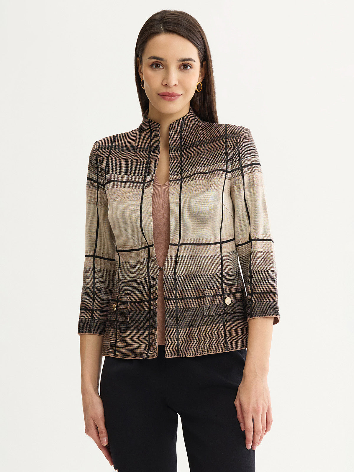 Heritage Ombre Grid Flat Knit Jacket