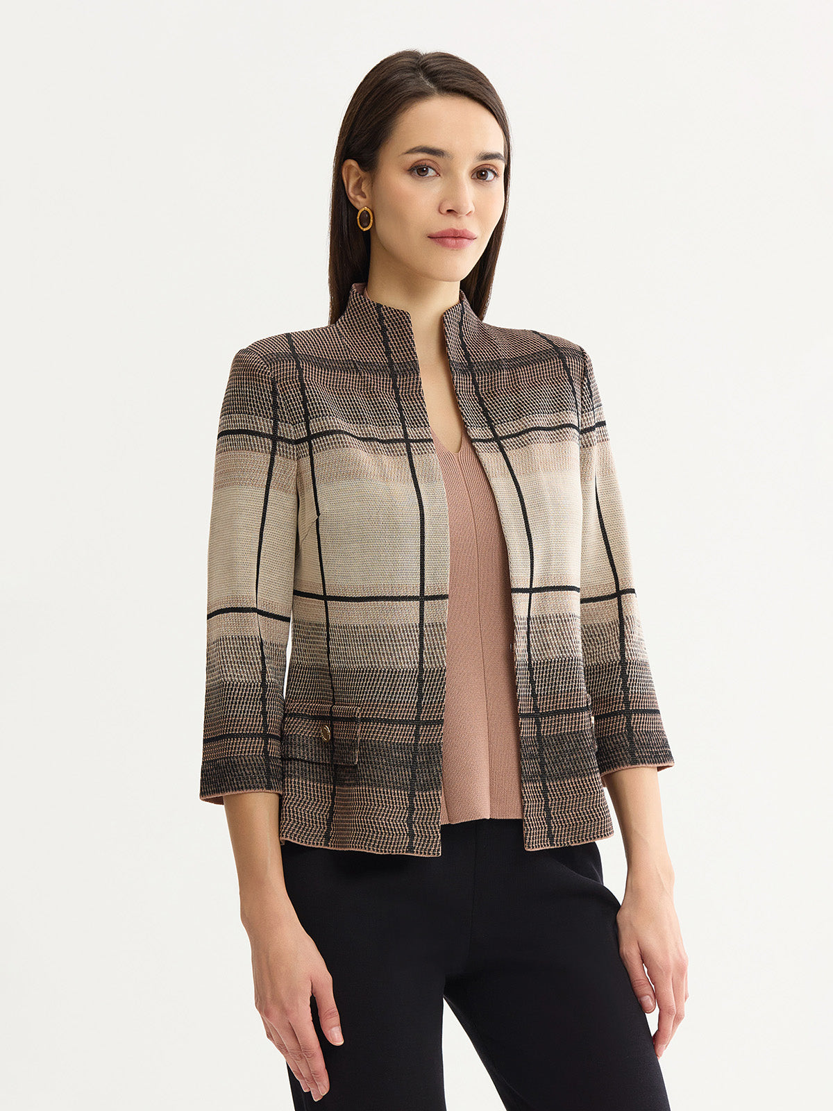 Heritage Ombre Grid Flat Knit Jacket