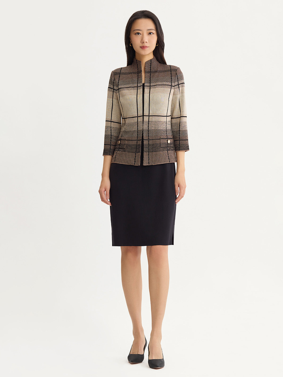 Heritage Ombre Grid Flat Knit Jacket