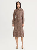 Belted Button Front Tweed Knit Midi Dress