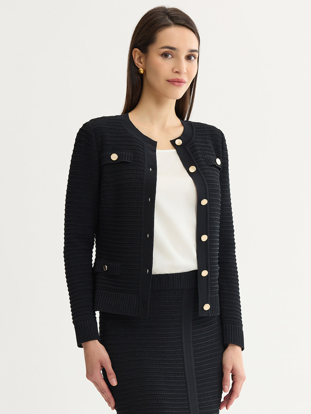 Heritage Monochromatic Ottoman Knit Jacket
