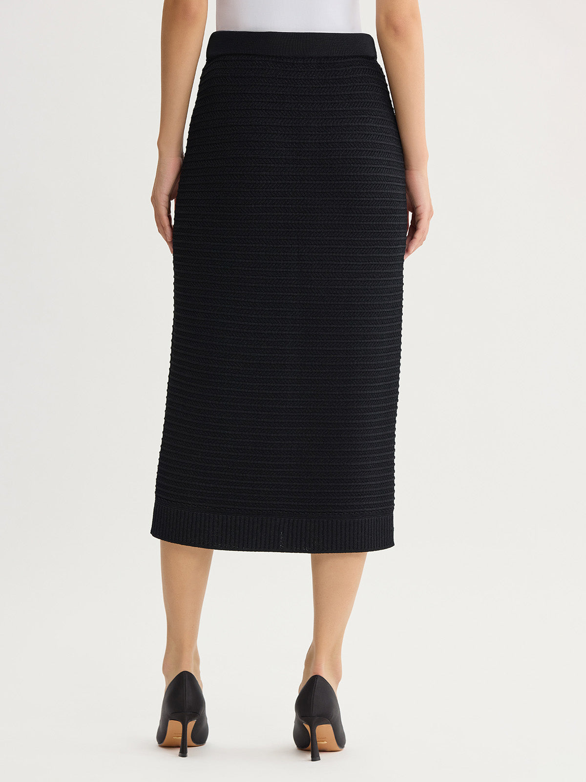 Straight Monochromatic Ottoman Knit Maxi Skirt