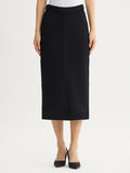 Straight Monochromatic Ottoman Knit Maxi Skirt
