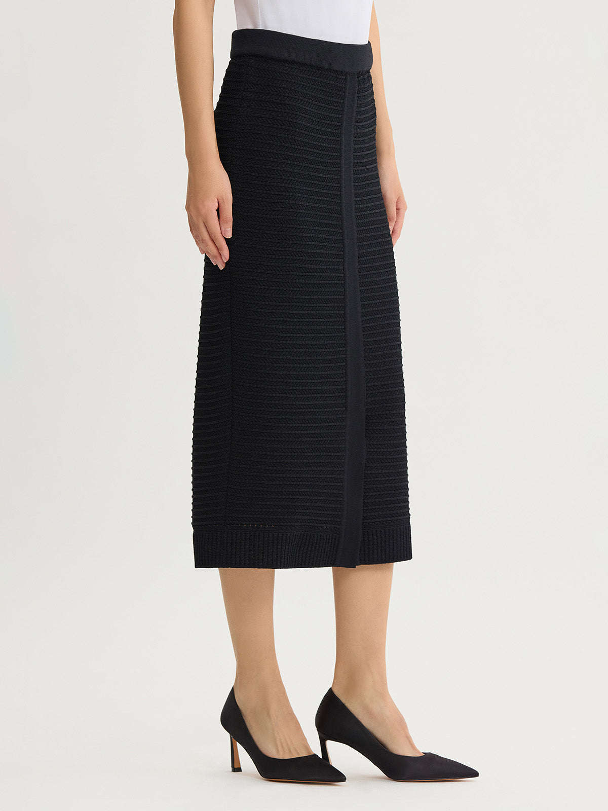 Straight Monochromatic Ottoman Knit Maxi Skirt