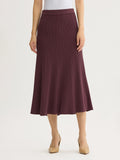 Flared Tonal Ribbed Knit Maxi Skirt