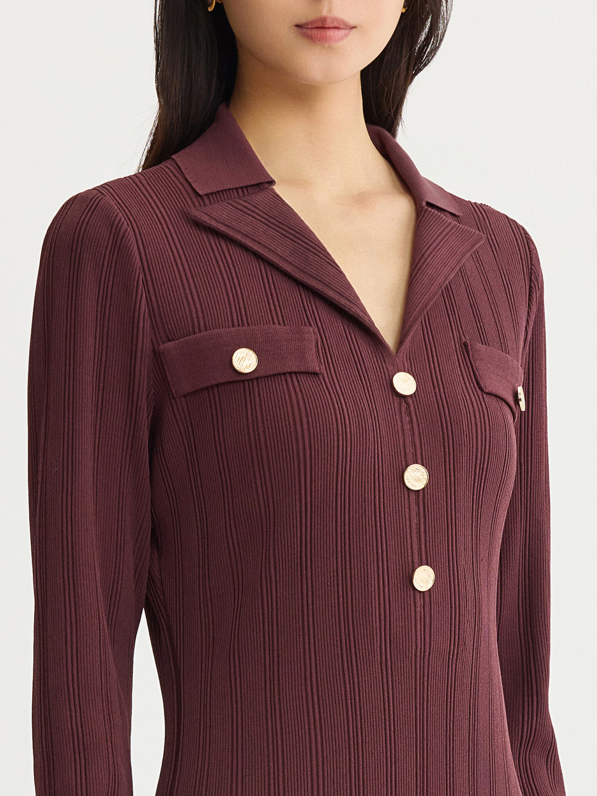 Fit & Flare Soft Ribbed Knit Midi Dress