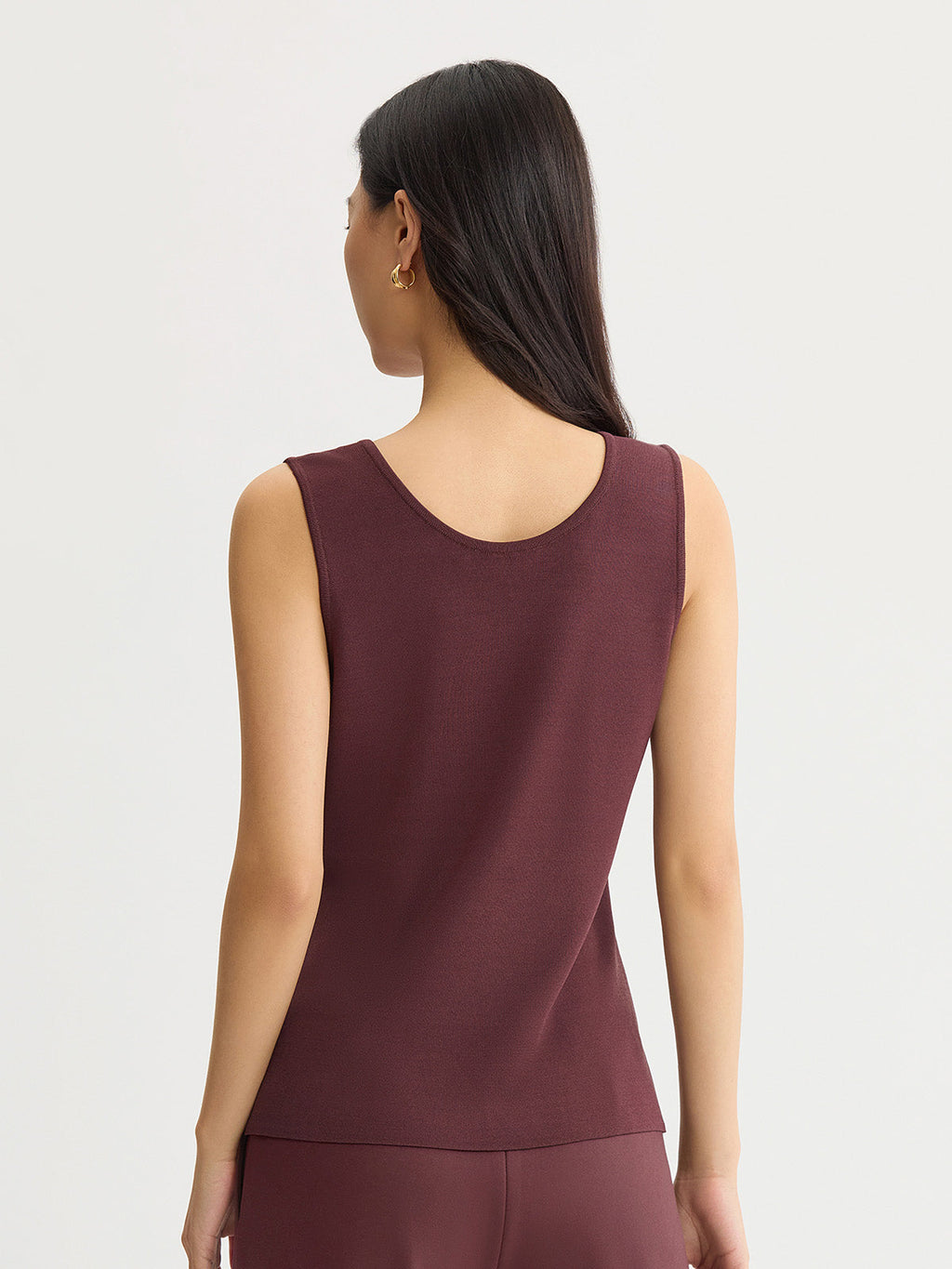 Double Scoop Neck Mylana Knit Tank, Mahogany
