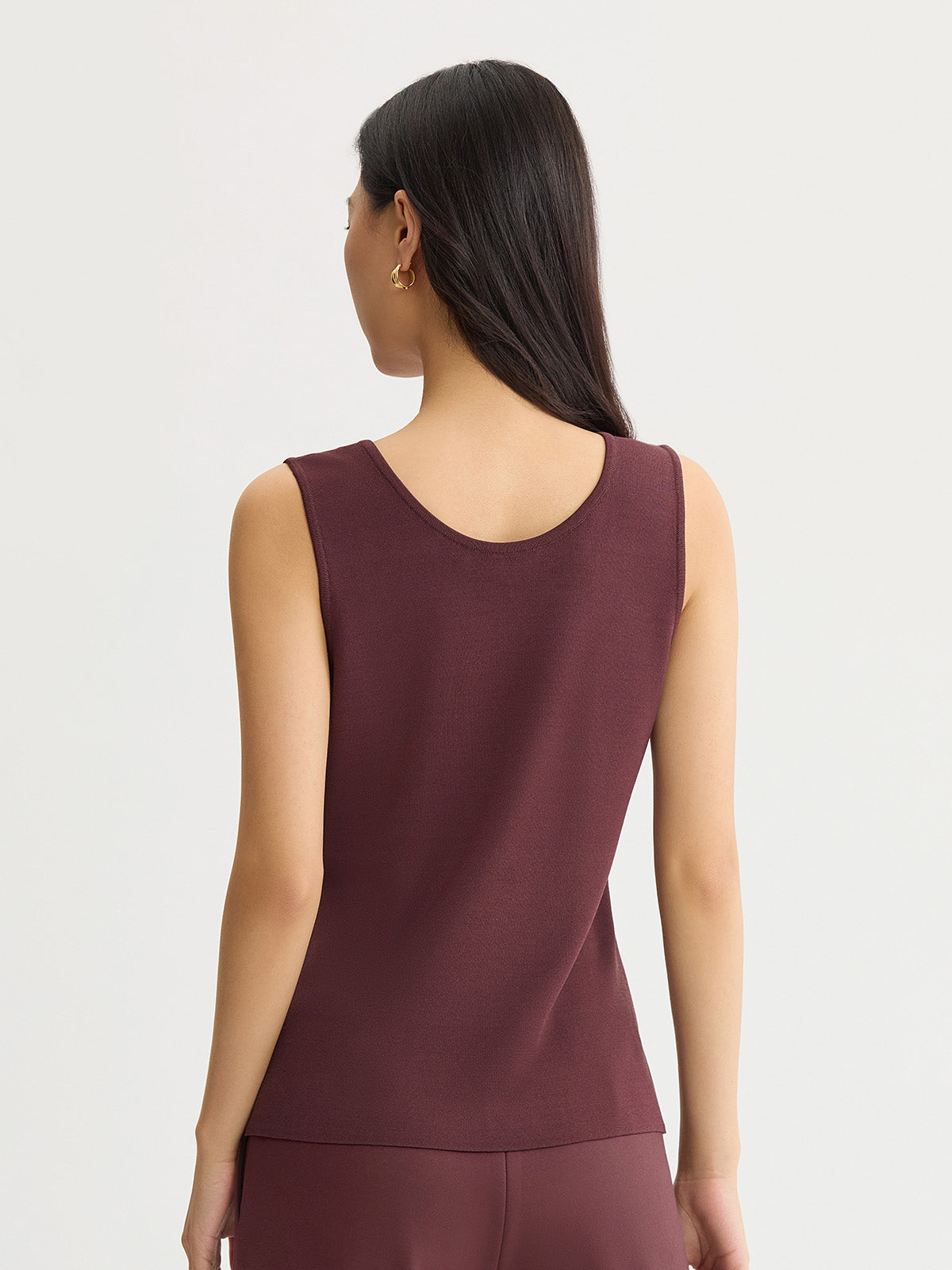 Double Scoop Neck Mylana Knit Tank, Mahogany