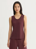 Double Scoop Neck Mylana Knit Tank, Mahogany