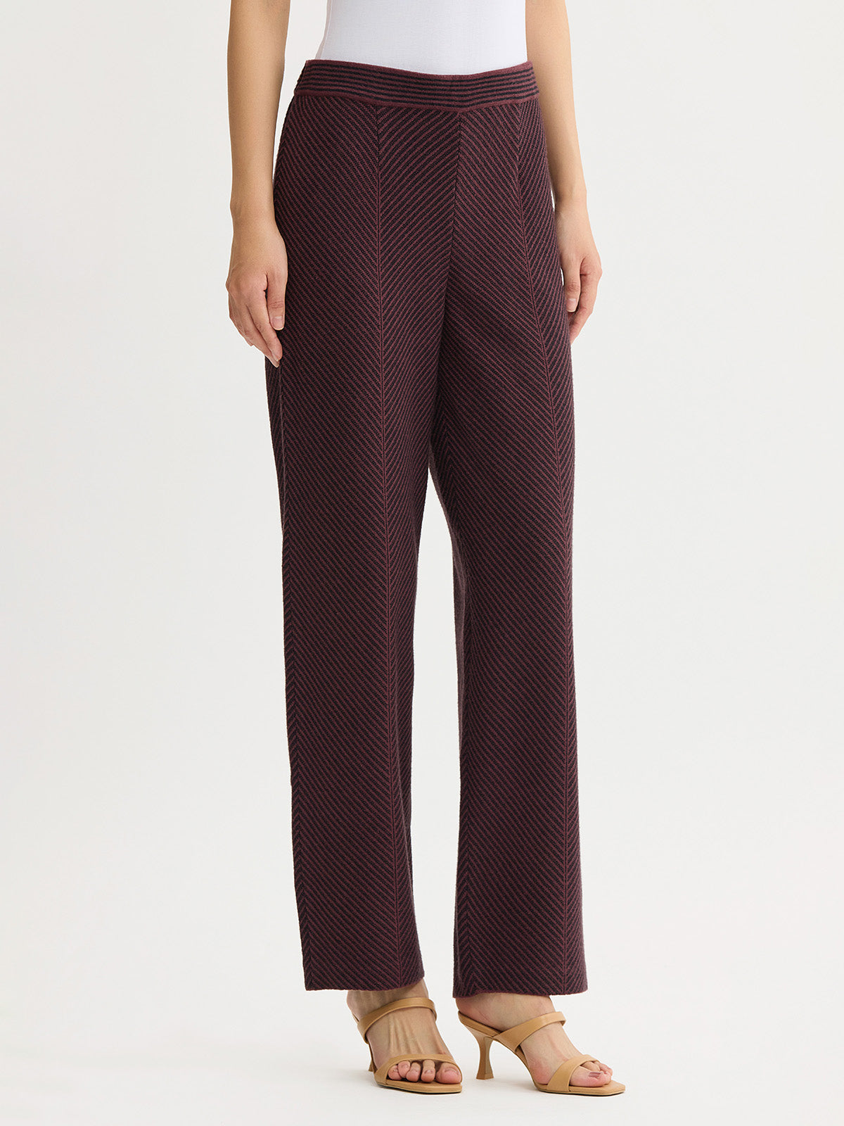 Chevron Straight Leg Knit Pants