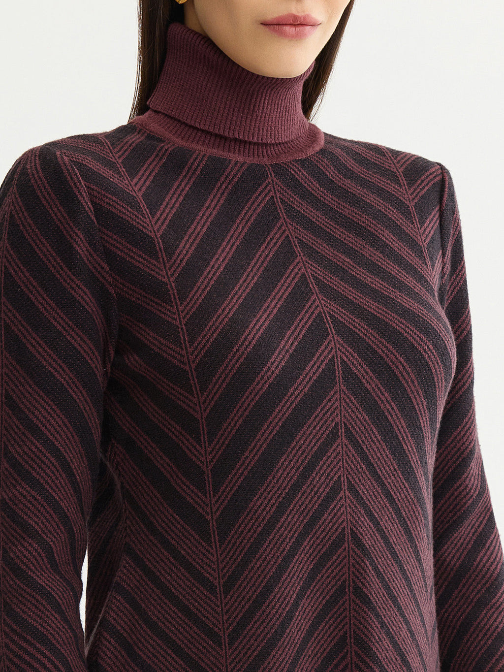 Chevron Turtleneck Knit Tunic