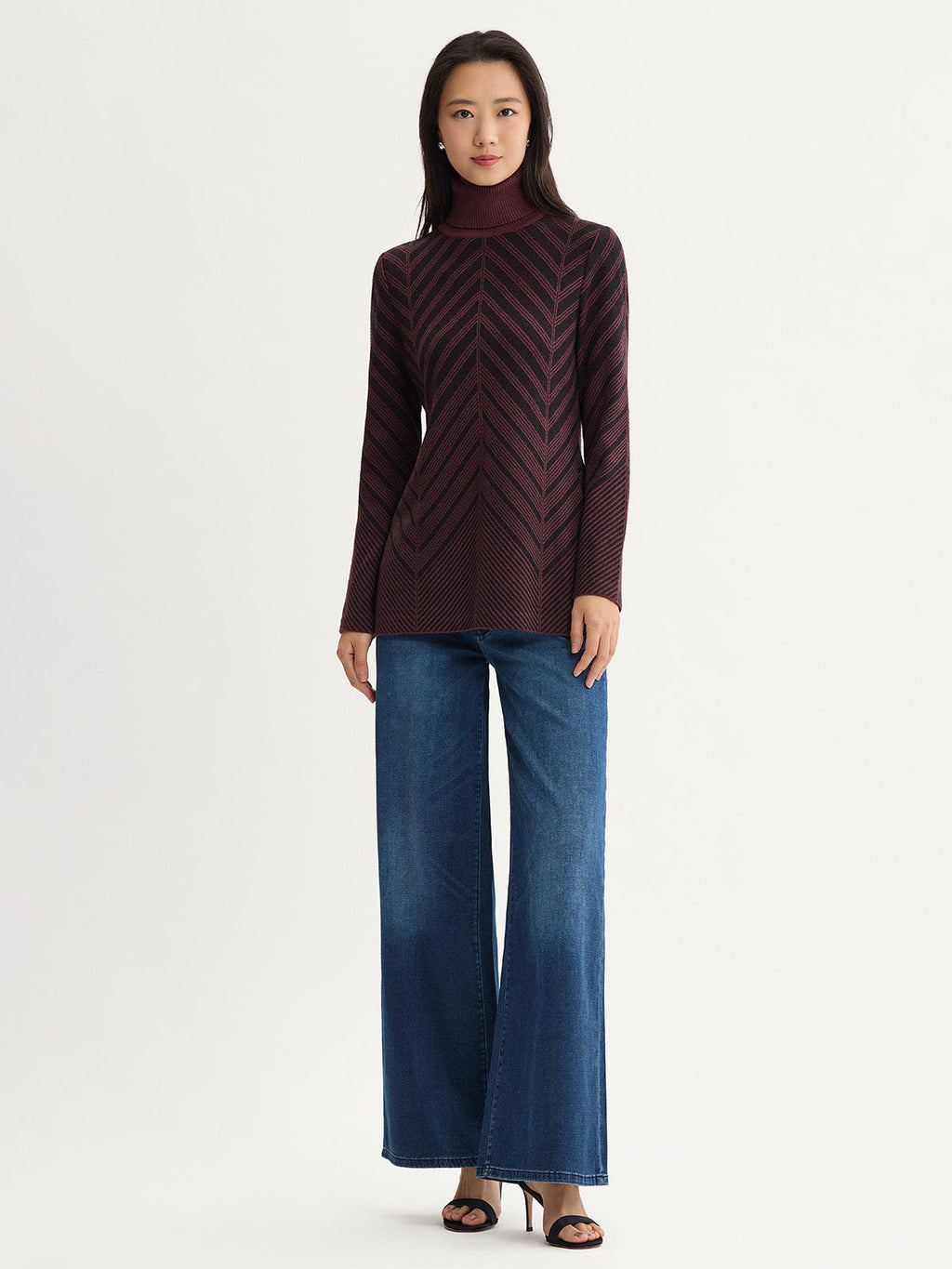 Chevron Turtleneck Knit Tunic